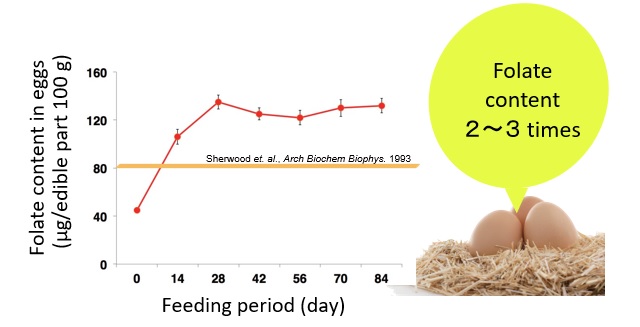 鶏卵葉酸含有量グラフ
